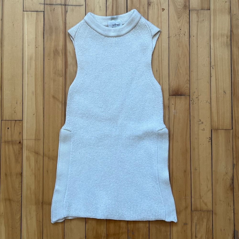 Wilfred Cream Knit Sleeveless Mock Neck Vest Top Size S